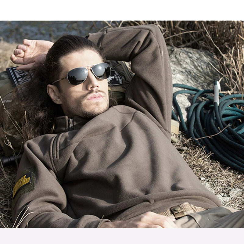 Men's Fleece Pullover – Zip Collar, Wind Resistant, Relaxed Fit