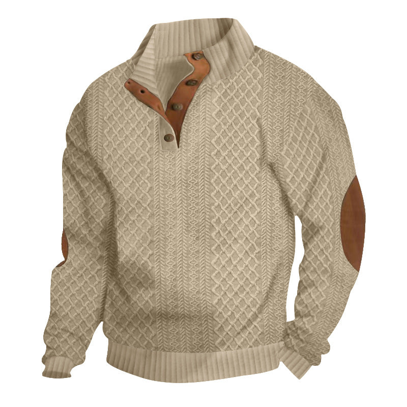 Men's Jacquard Knit Jumper – Crew Neck, Long Sleeve