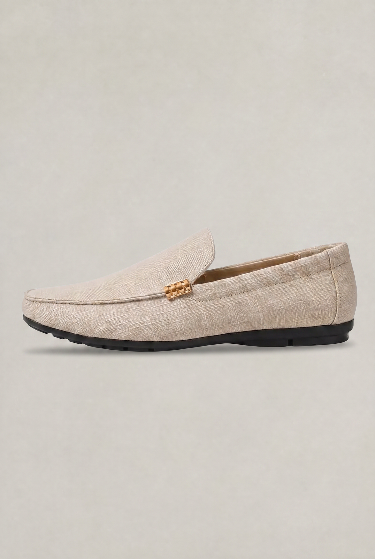Men's Canvas Slip-On Loafers with Metal Detail