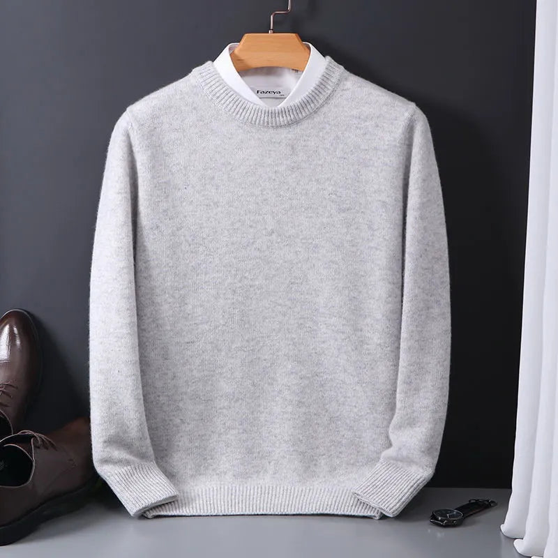 Men's Pure Wool Jumper – Crew Neck, Classic Fit