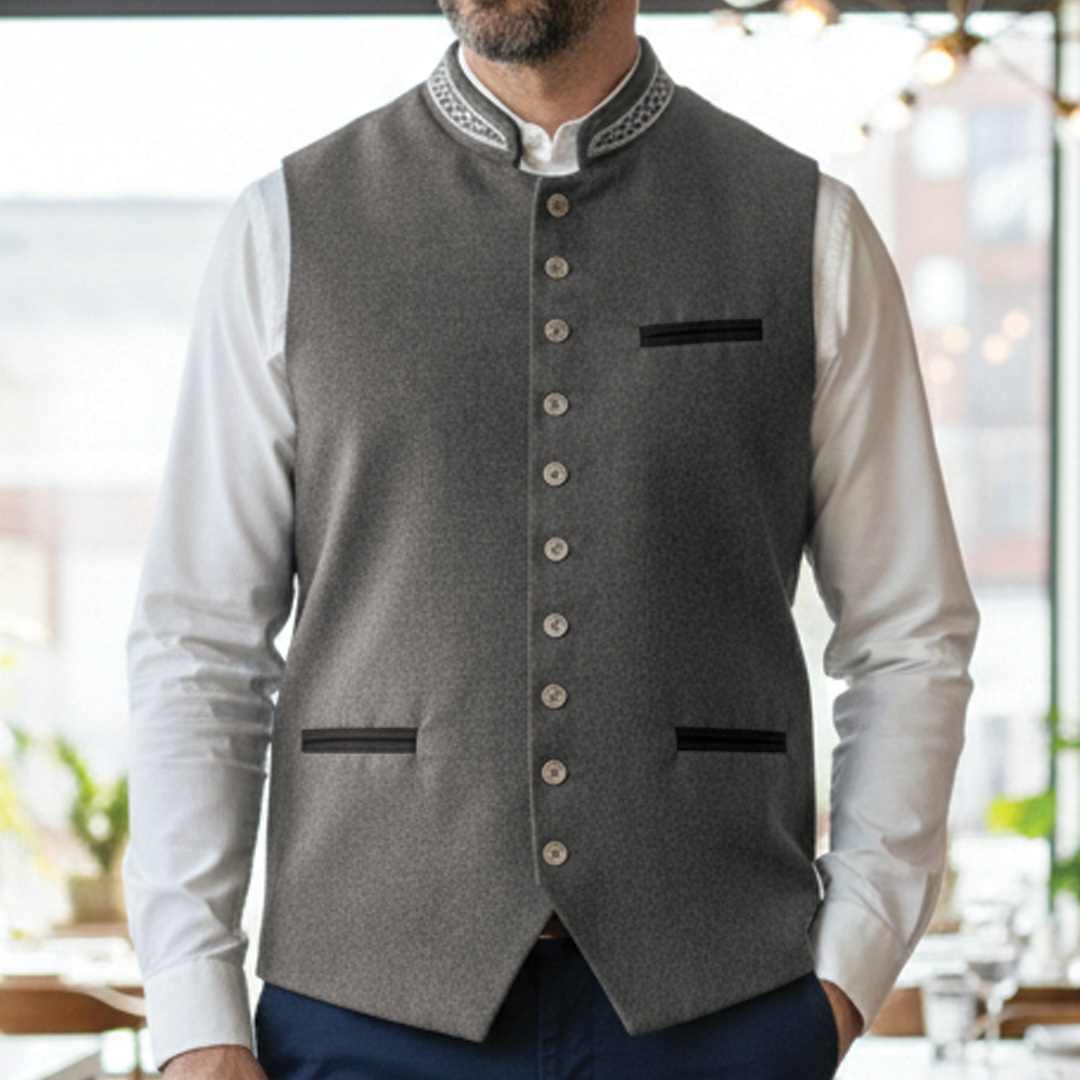 Men's Grey Suit Waistcoat – Slim Tailored Fit, Two Pockets