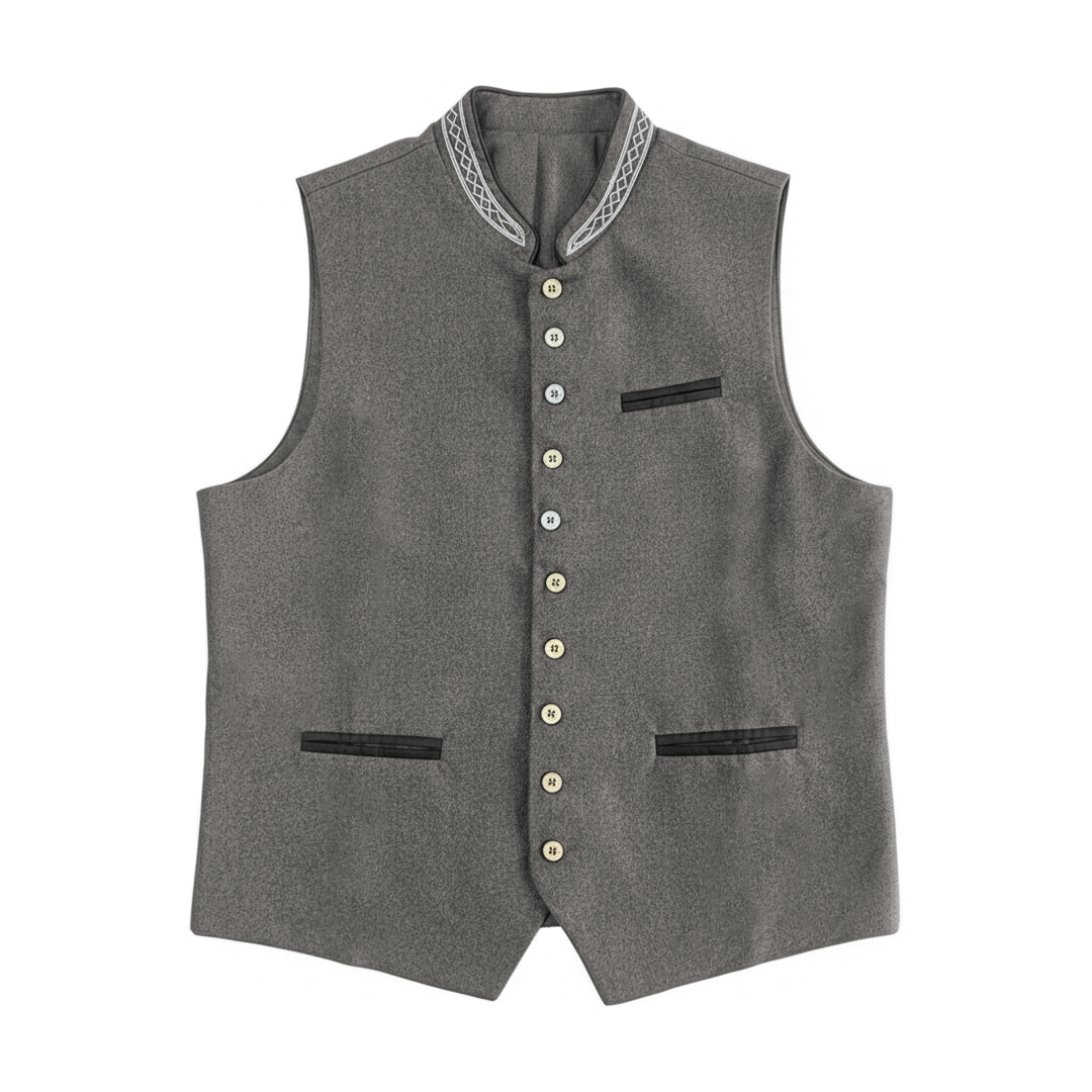 Men's Grey Suit Waistcoat – Slim Tailored Fit, Two Pockets