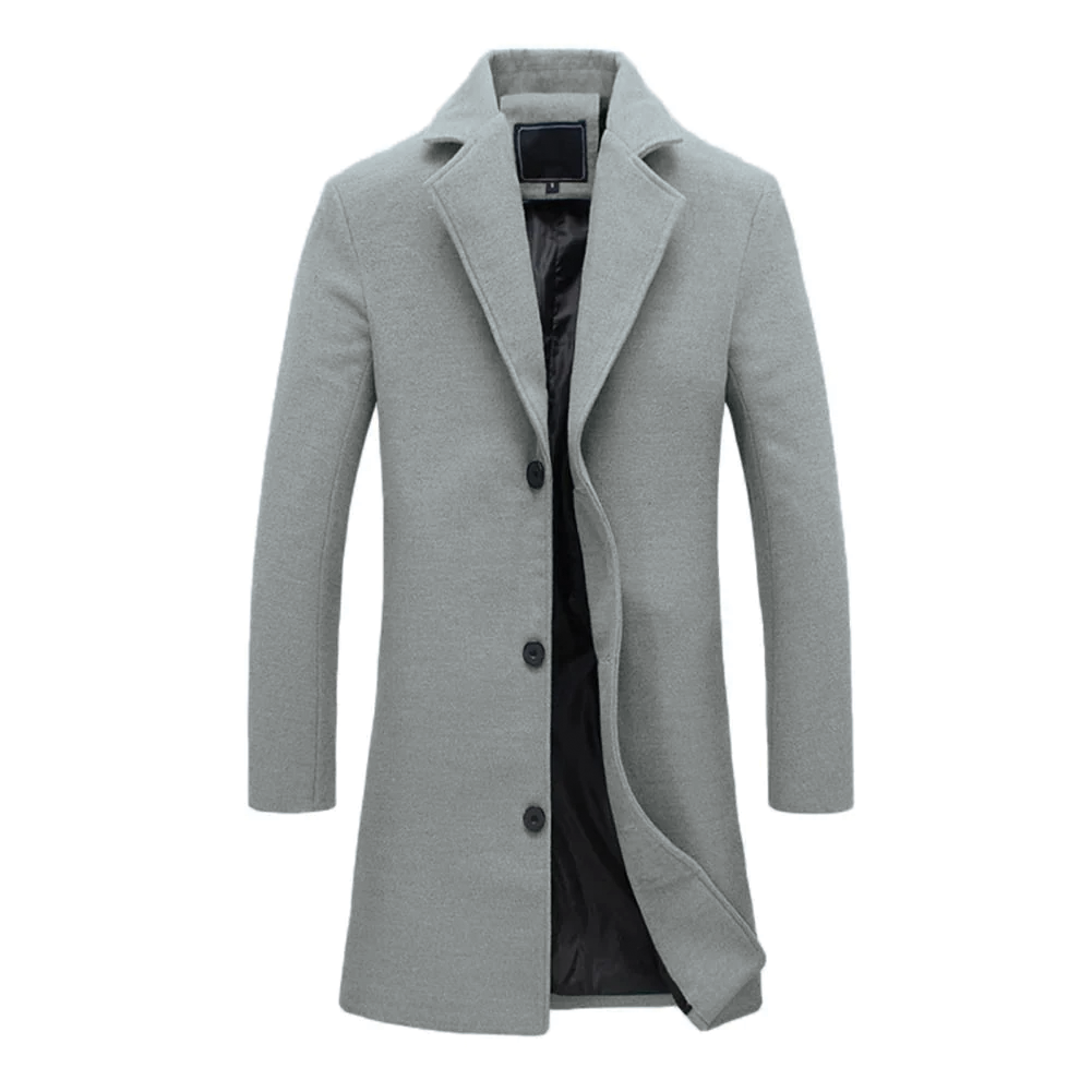 Men's Tailored Overcoat – Knee Length, Notched Lapel