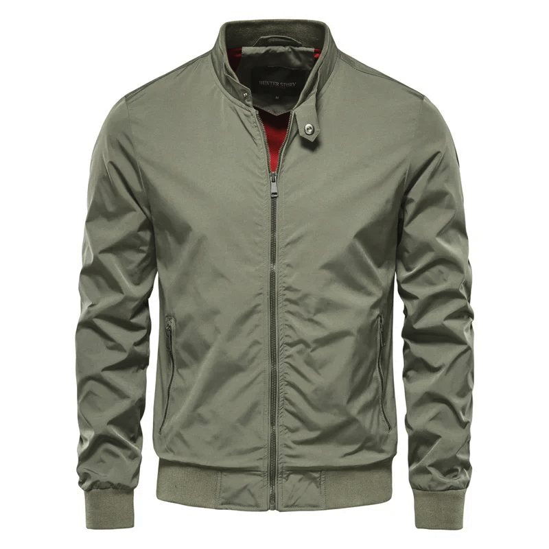 Men's Classic Bomber Jacket – Stand Collar, Regular Fit