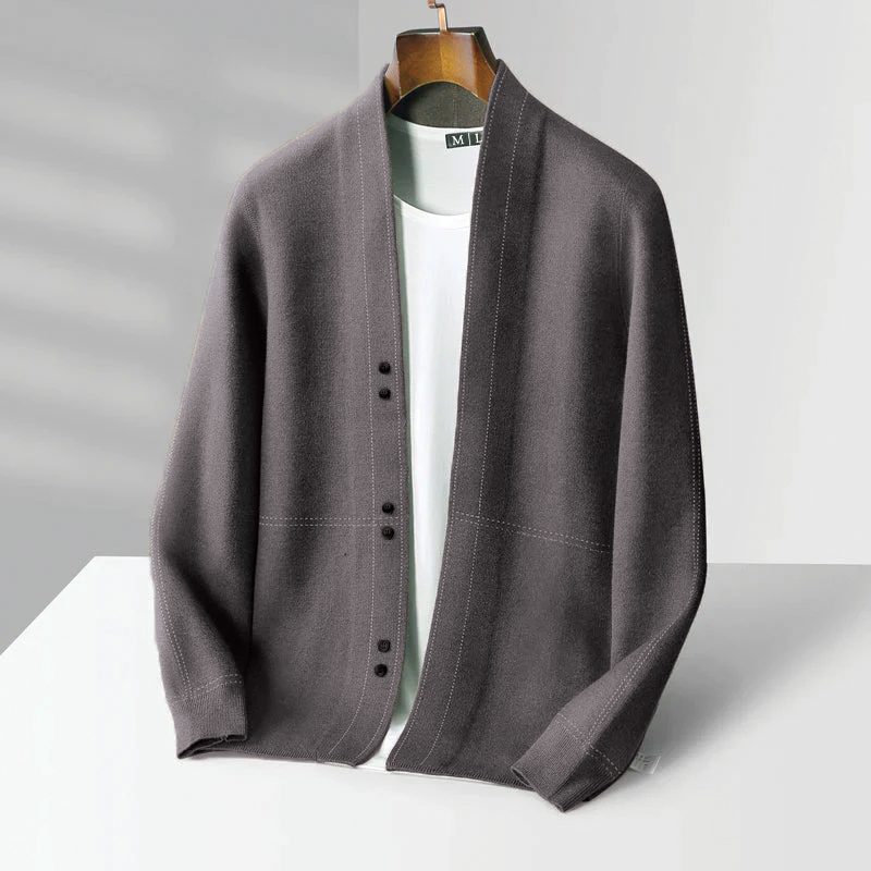 Men's Wool Blend Cardigan – Button Front, Relaxed Fit