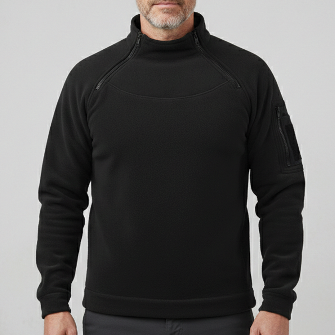 Men's Fleece Pullover – Zip Collar, Wind Resistant, Relaxed Fit