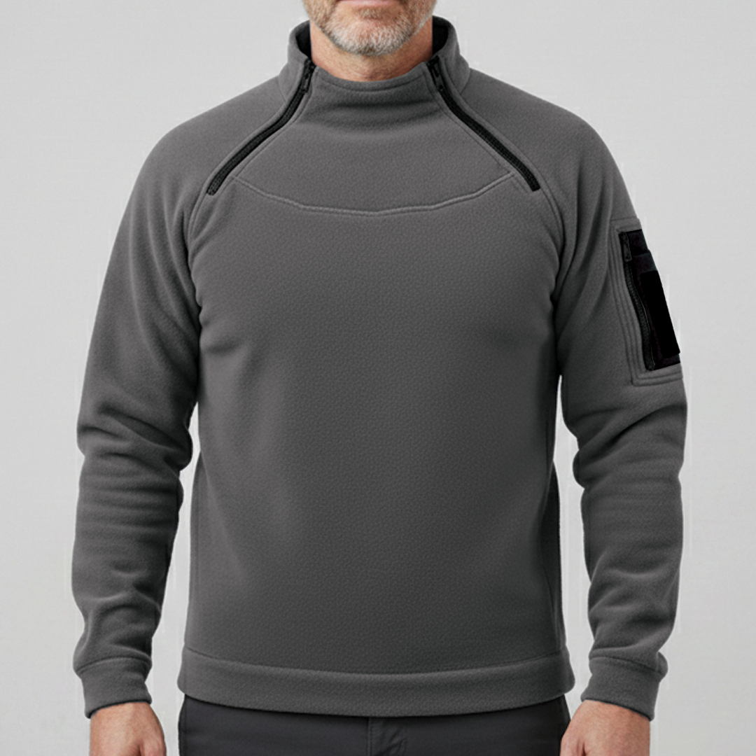 Men's Fleece Pullover – Zip Collar, Wind Resistant, Relaxed Fit