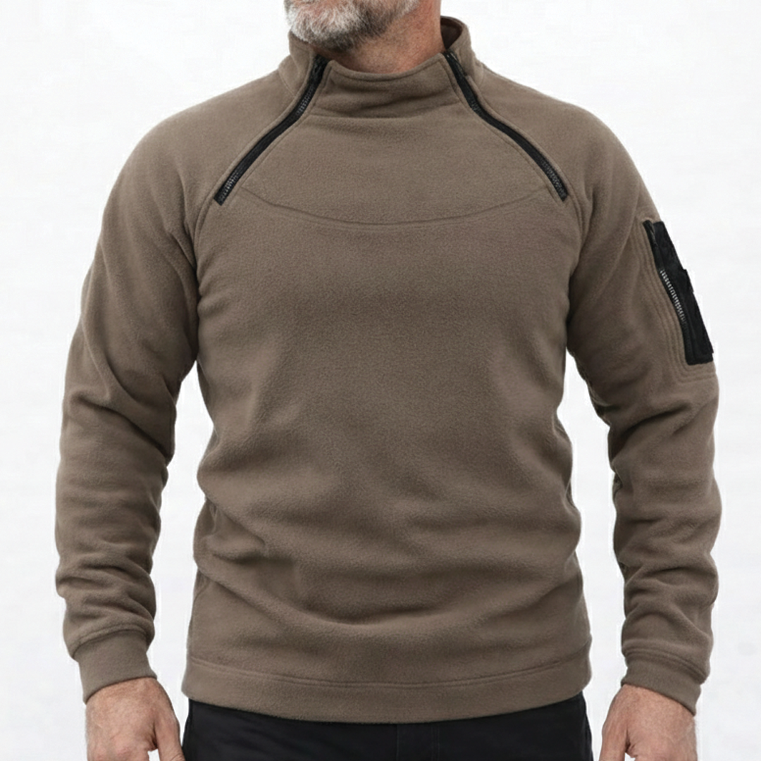 Men's Fleece Pullover – Zip Collar, Wind Resistant, Relaxed Fit