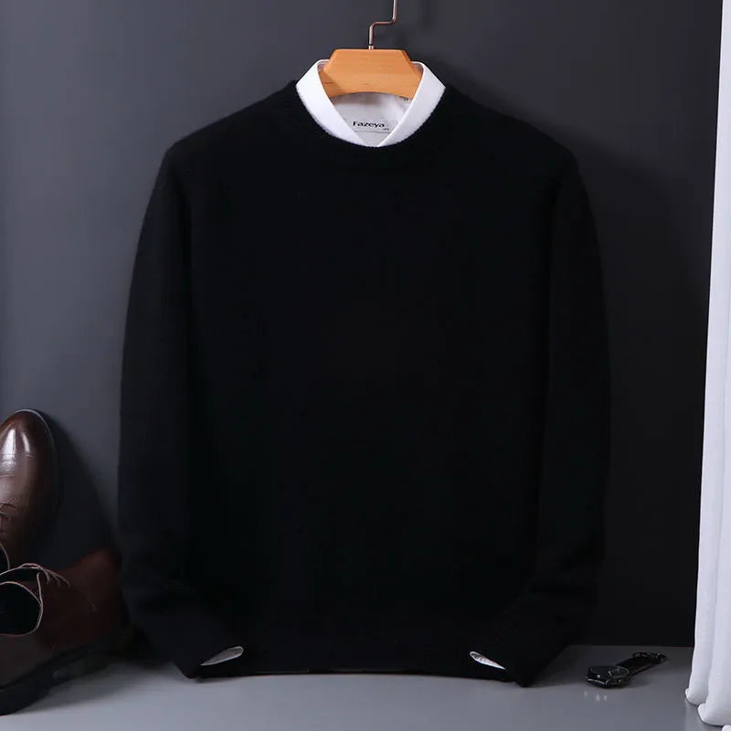 Men's Pure Wool Jumper – Crew Neck, Classic Fit