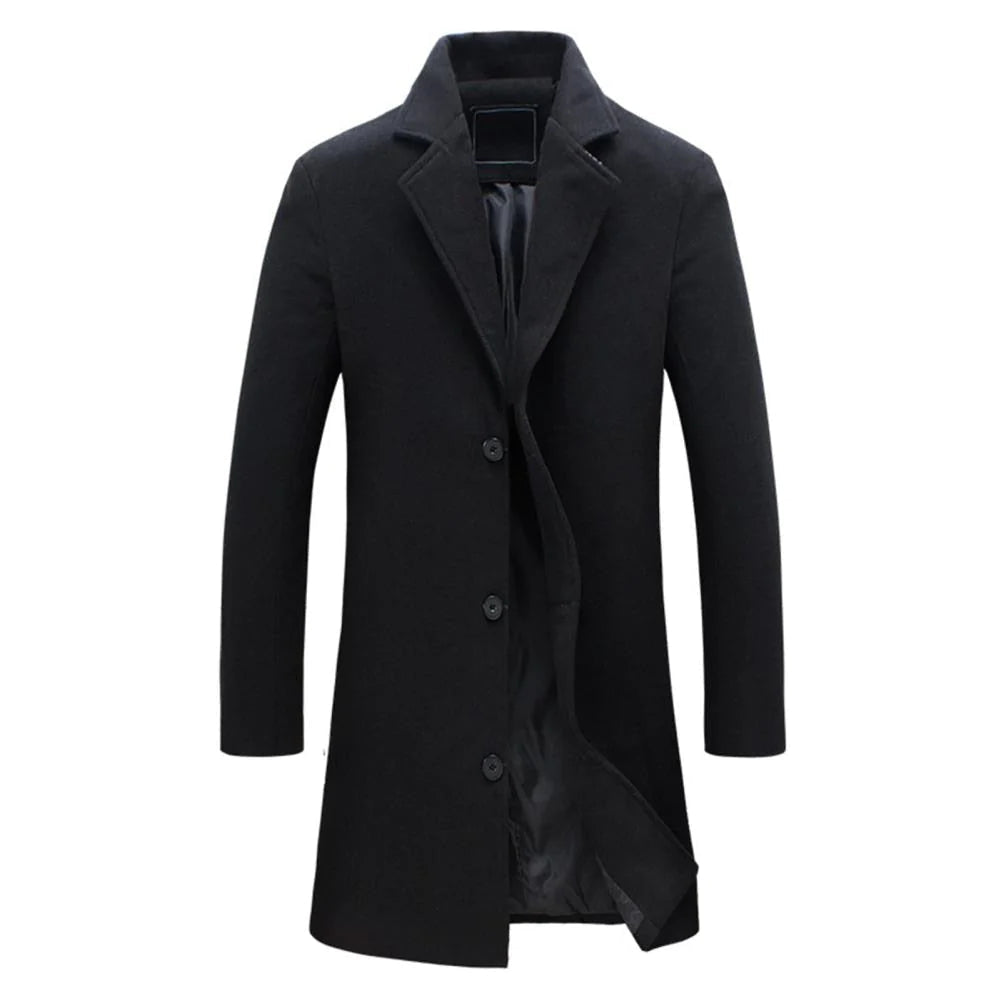 Men's Tailored Overcoat – Knee Length, Notched Lapel