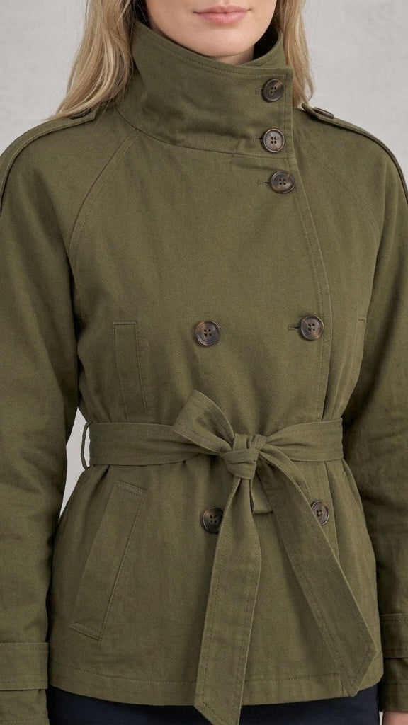 Women's Short Trench Coat – Belted Waist
