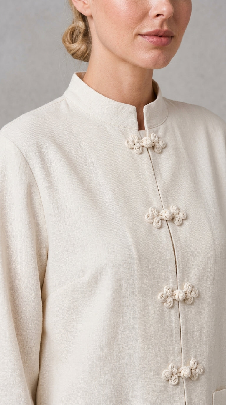 Women's Mandarin Collar Blazer – Relaxed Tailored Fit