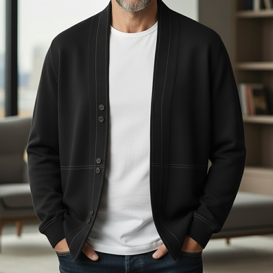Men's Wool Blend Cardigan – Button Front, Relaxed Fit