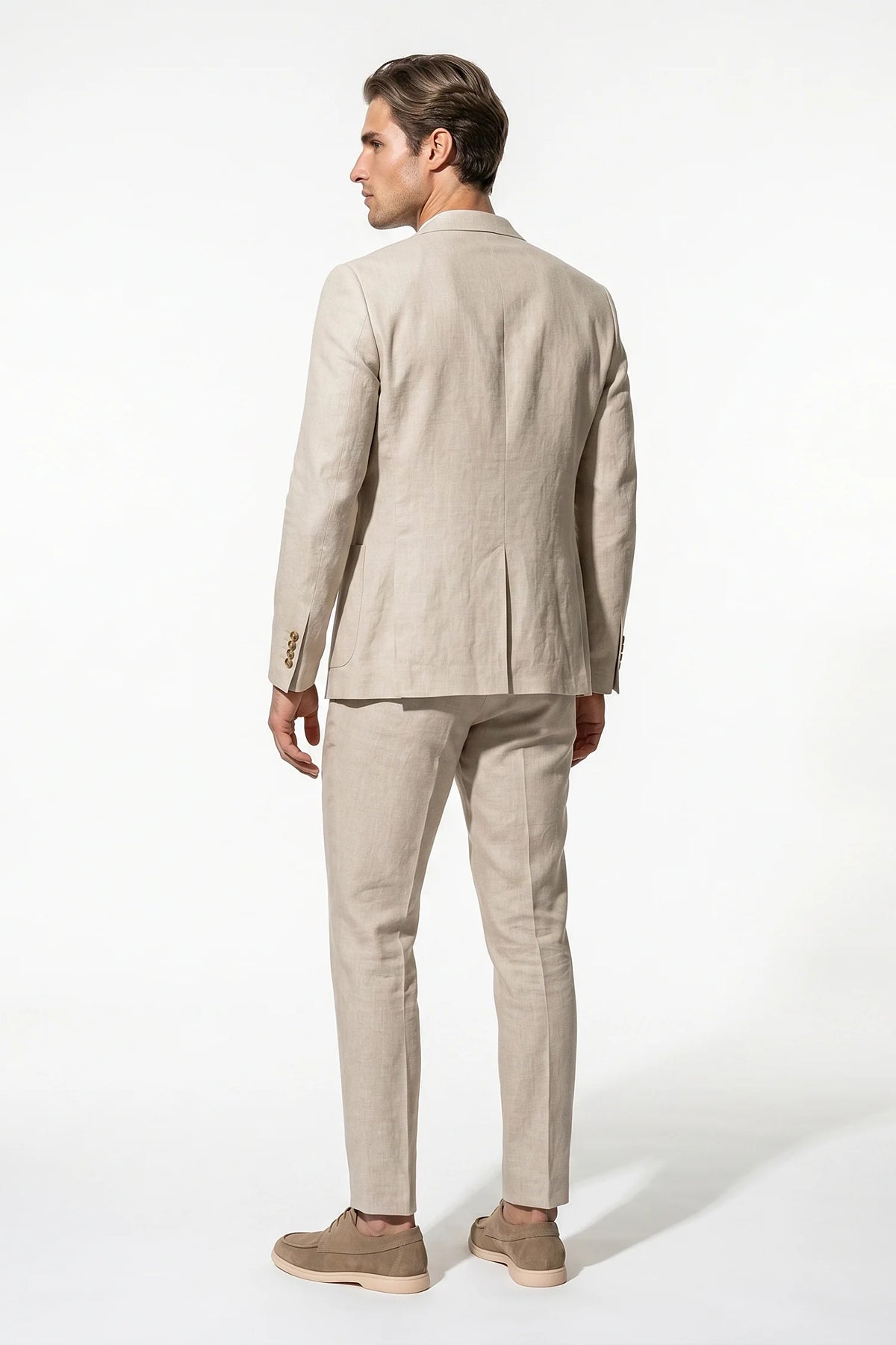 Men's Linen Look Two Piece Suit – Slim Fit Summer Tailoring