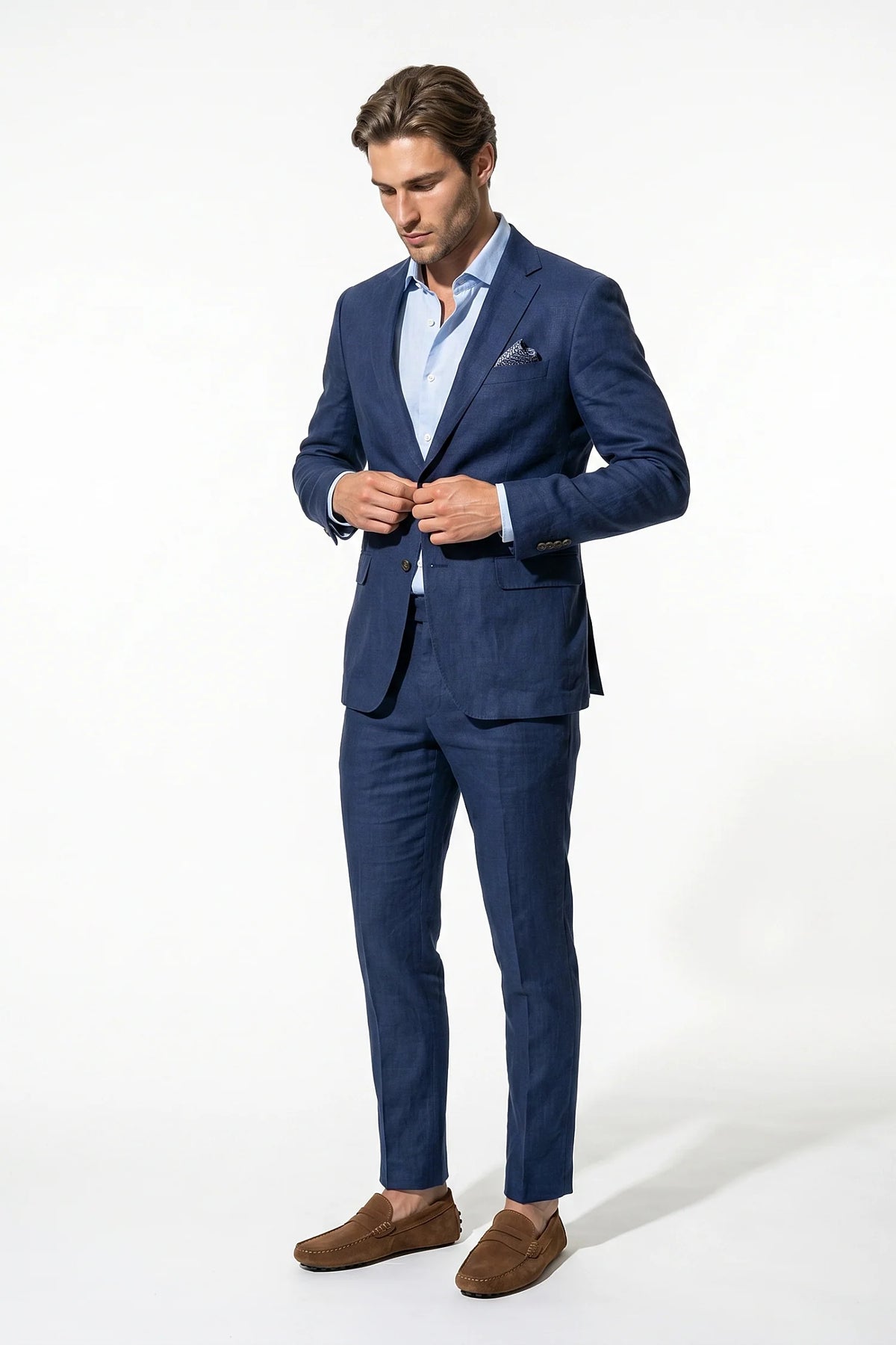 Men's Linen Look Two Piece Suit – Slim Fit Summer Tailoring