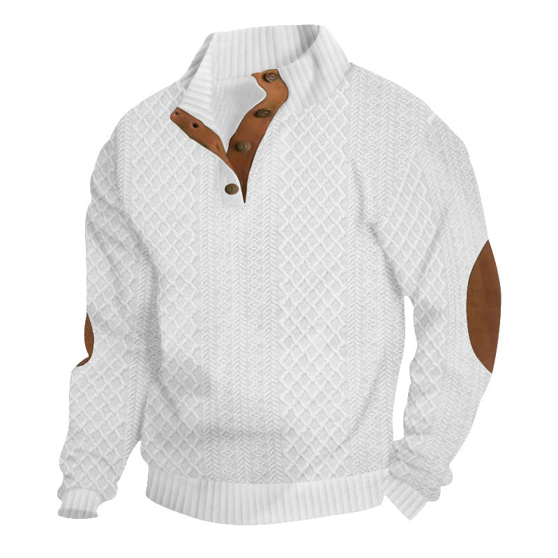 Men's Jacquard Knit Jumper – Crew Neck, Long Sleeve