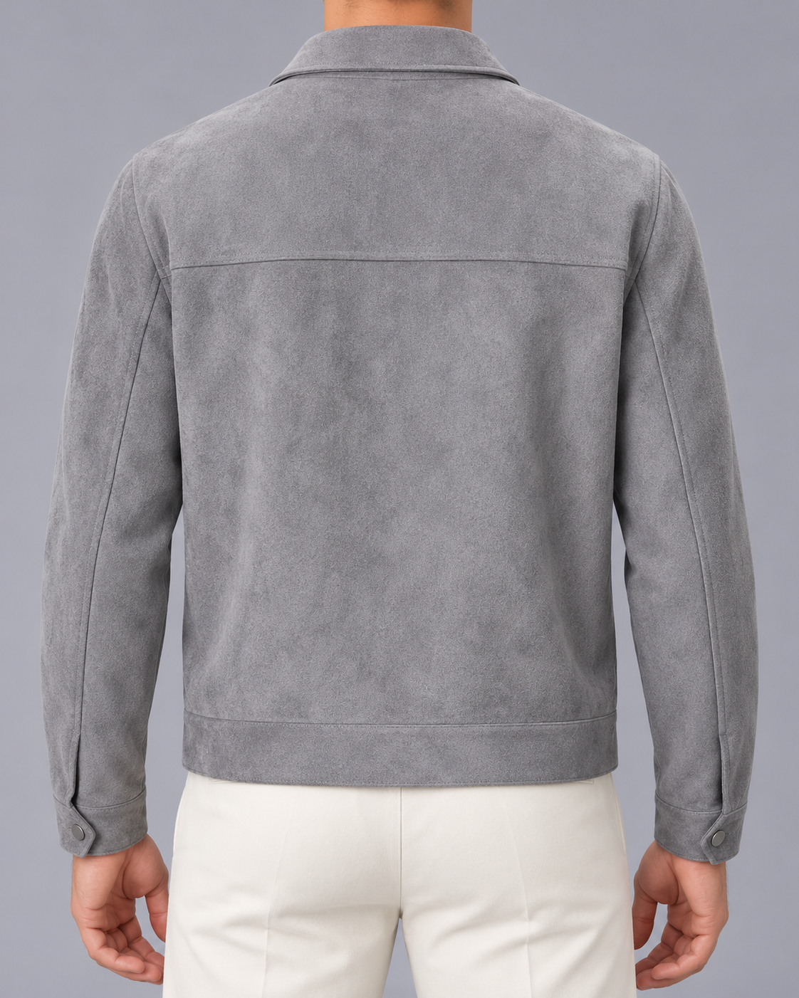 Men's Suede Look Jacket – Relaxed Fit, Front Pockets