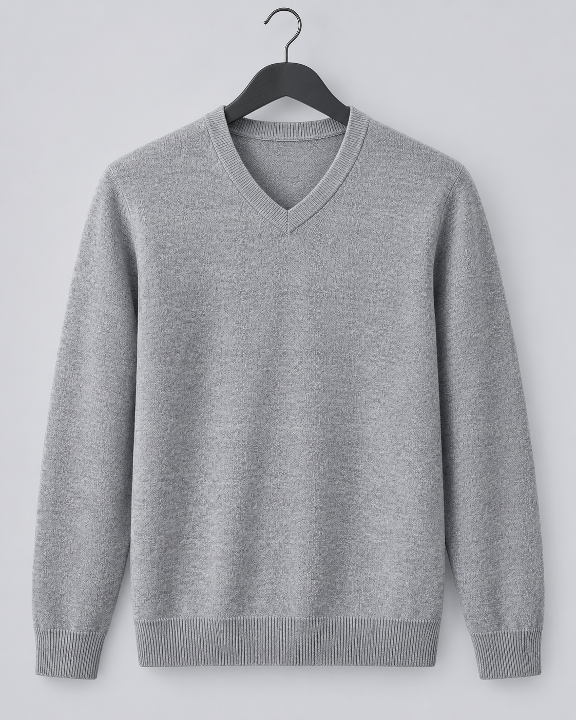 Men's V-Neck Jumper – Soft Knit Long Sleeve Sweater, Relaxed Tailored Fit