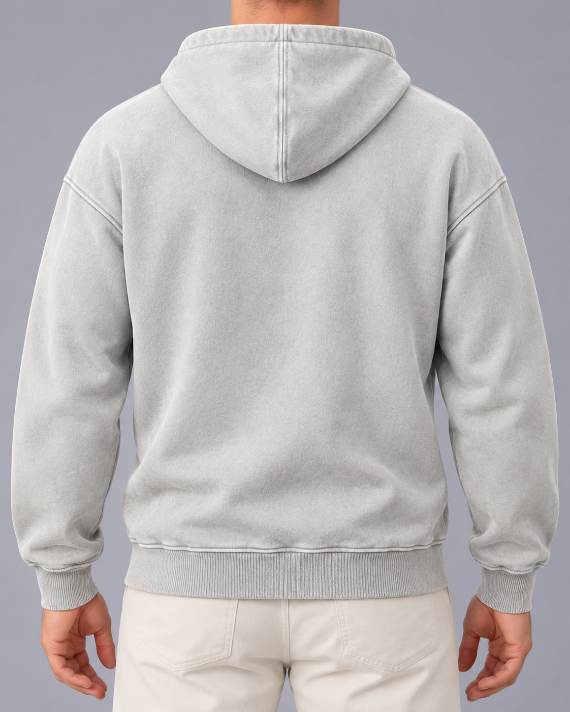 Men's Oversized Zip-Up Hoodie | Washed Fleece Full-Zip Sweatshirt