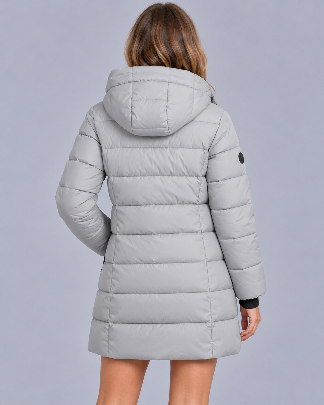 Women's Hooded Puffer Jacket with Zip Front
