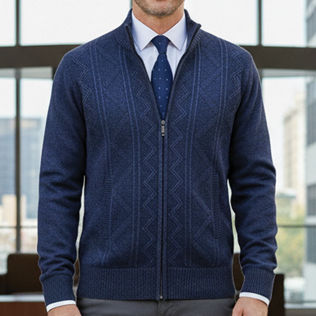 Men's Textured Zip Cardigan – Smart Knit, Tailored Fit