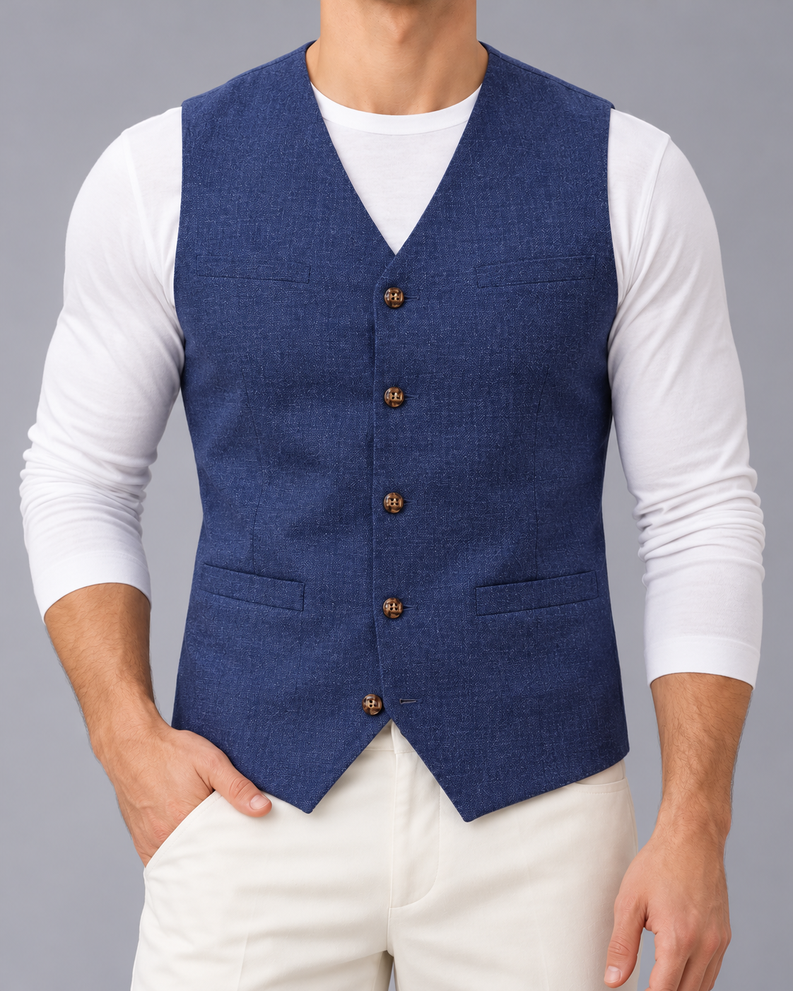 Men's Denim Gilet – Slim Fit, Button Front