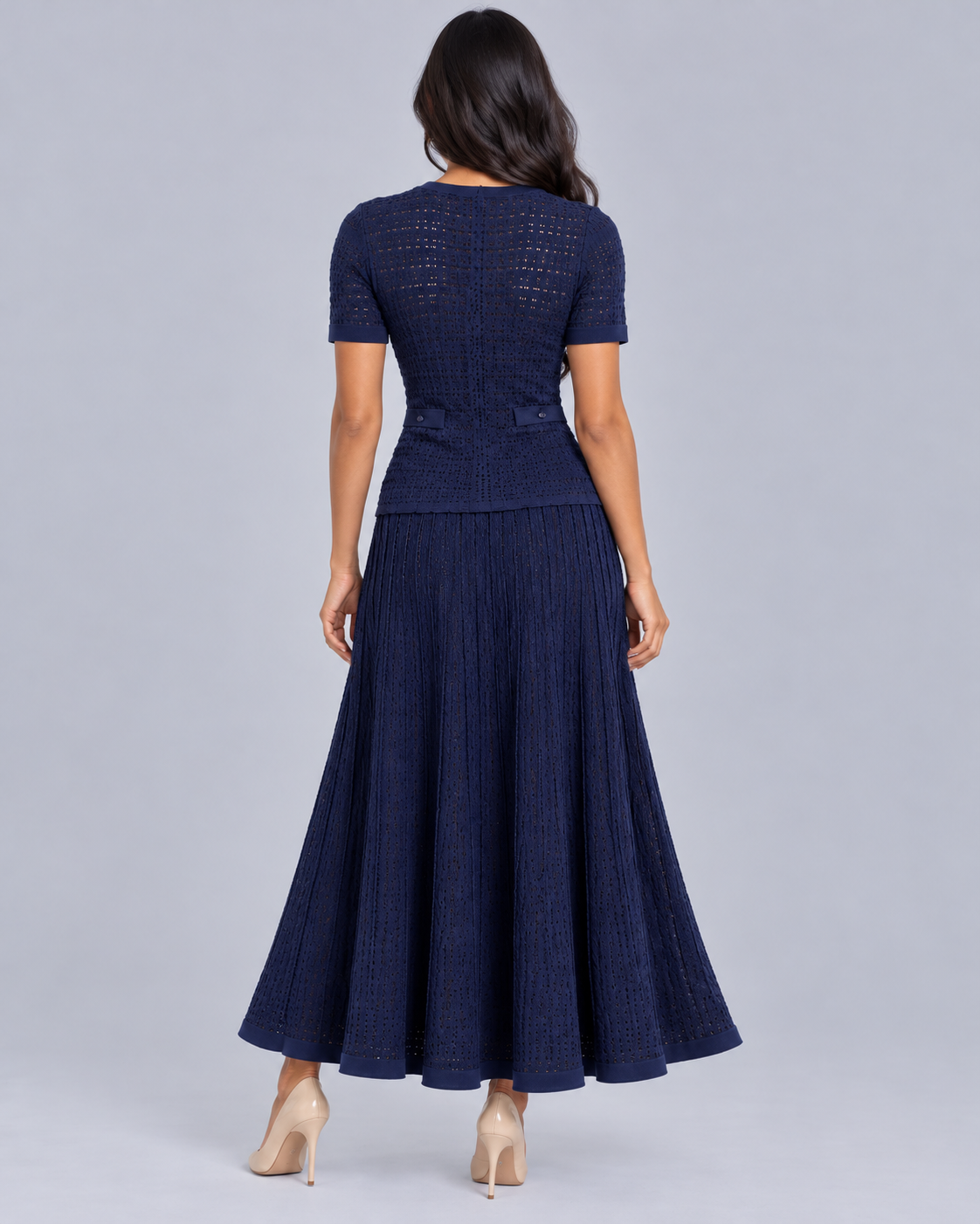 Women's Knitted Maxi Dress with Button Front