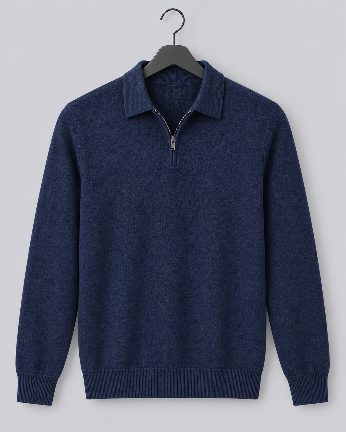 Men's Quarter-Zip Polo Jumper | Fine Knit Smart-Casual Sweater