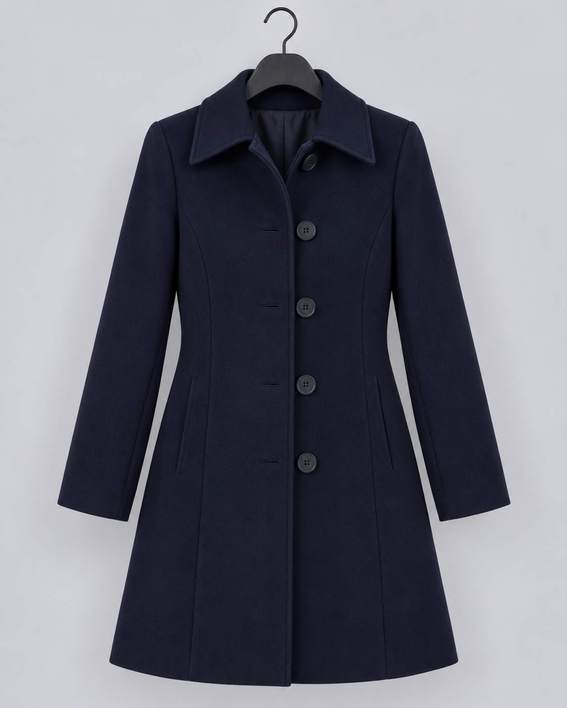 Women's Wool Fit-and-Flare Coat | Notch Lapel Mid-Length Coat