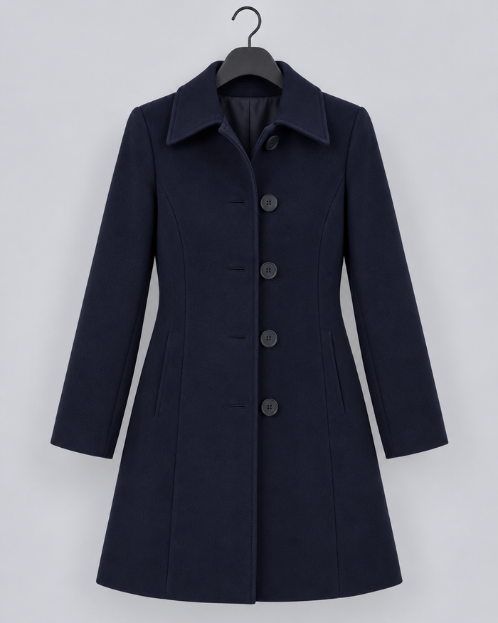 Women's Wool Fit-and-Flare Coat | Notch Lapel Mid-Length Coat