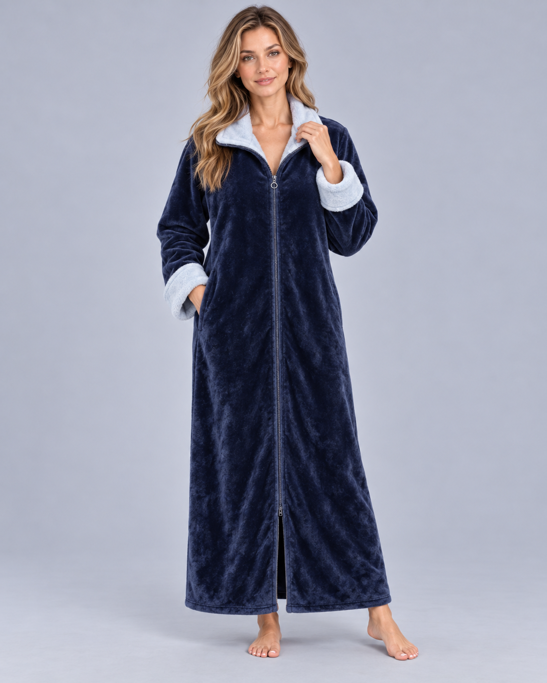 Women's Fleece Zip Up Dressing Gown