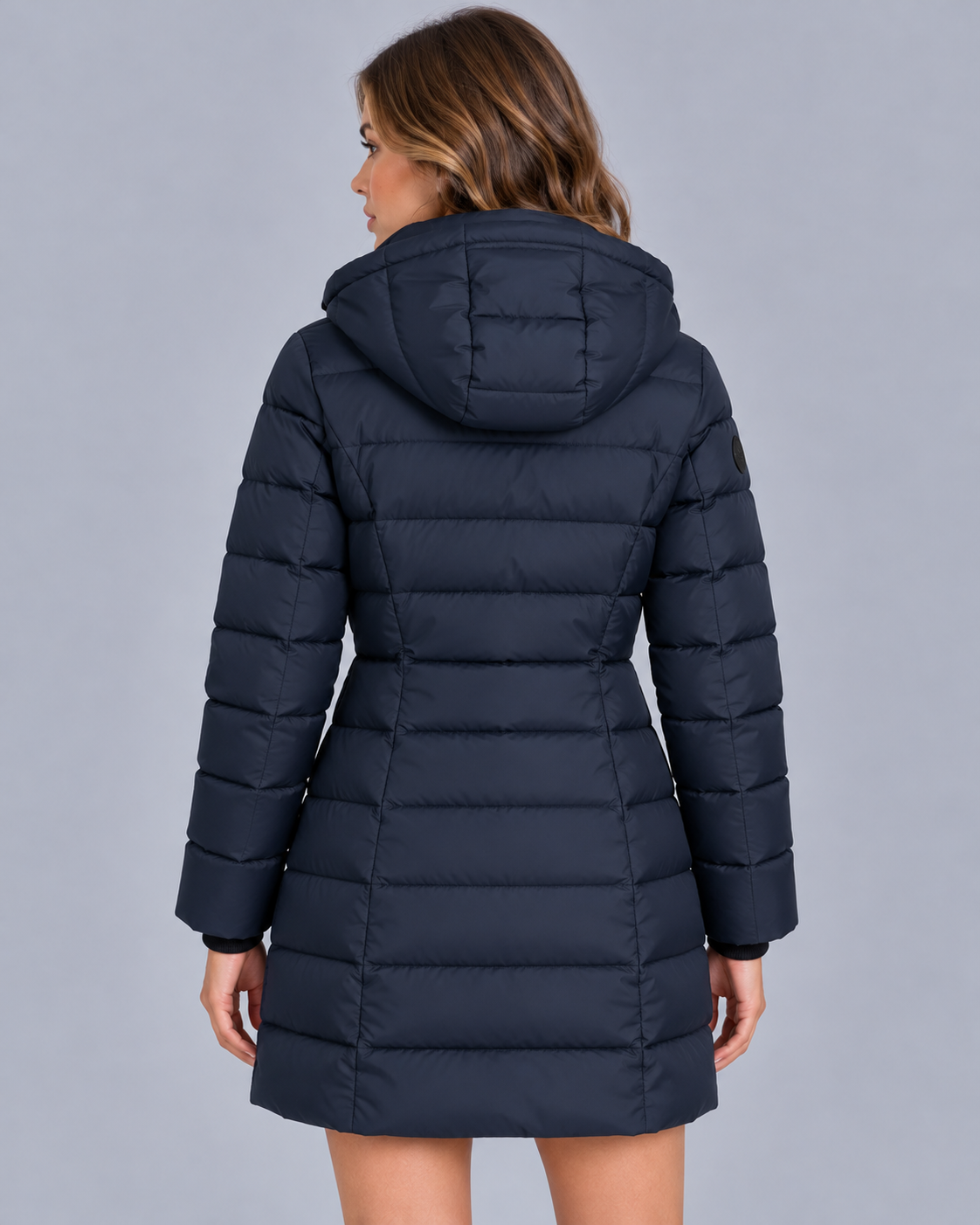 Women's Hooded Puffer Jacket with Zip Front
