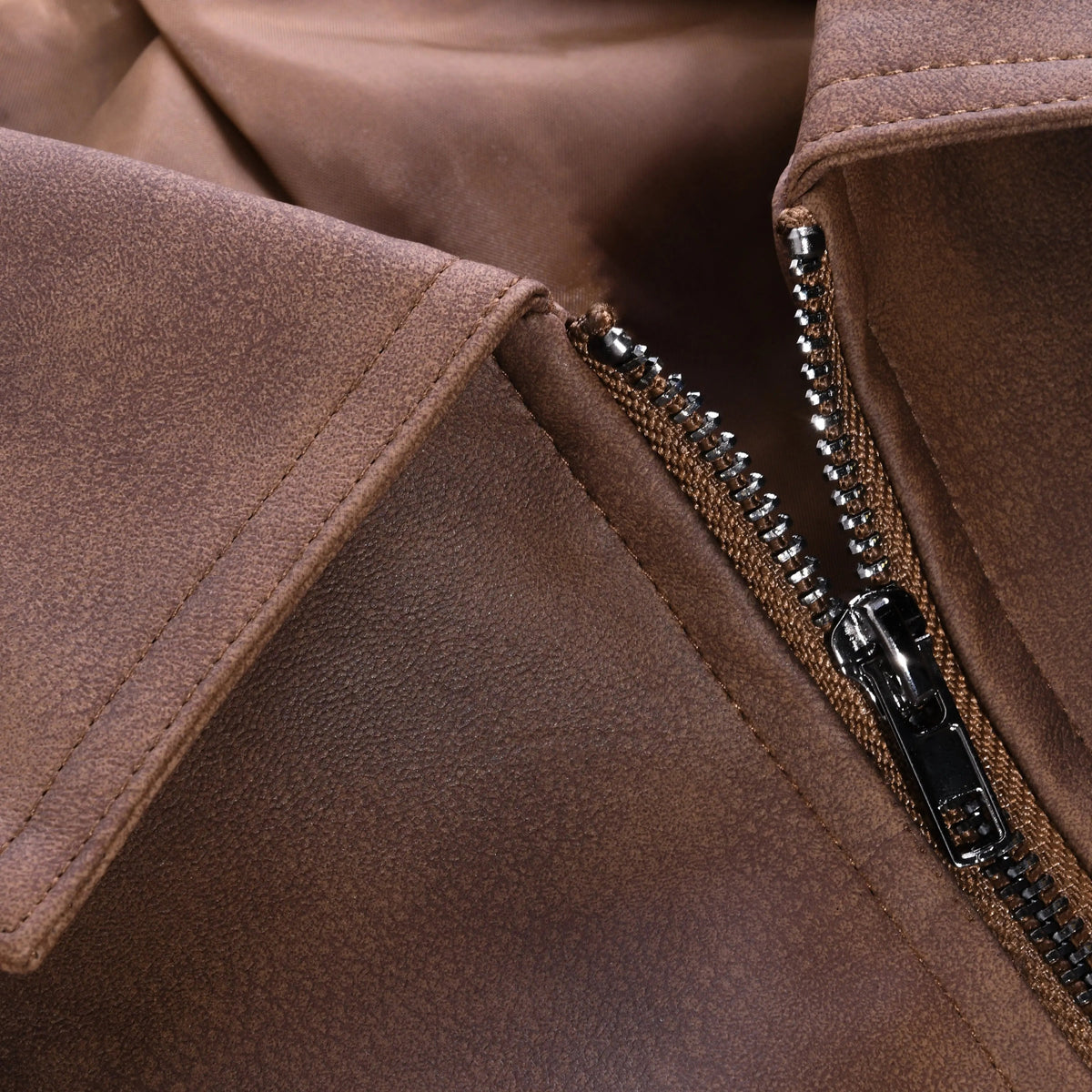 Men's Faux Leather Biker Jacket – Zip Cuffs, Fitted