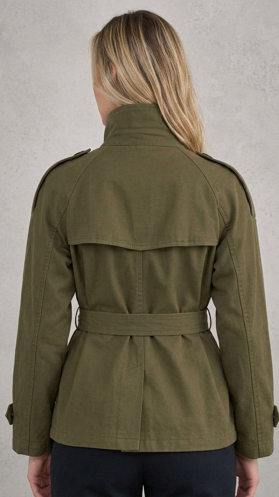Women's Short Trench Coat – Belted Waist