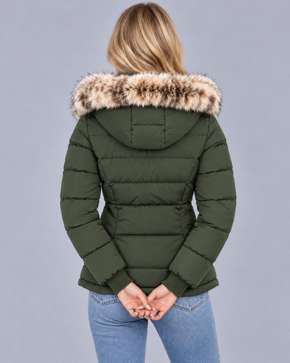 Women's Quilted Jacket with Faux Fur Hood
