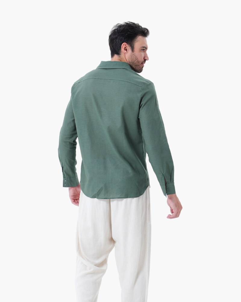 Men's Linen Shirt & Trousers Set – Long Sleeve, Regular Fit