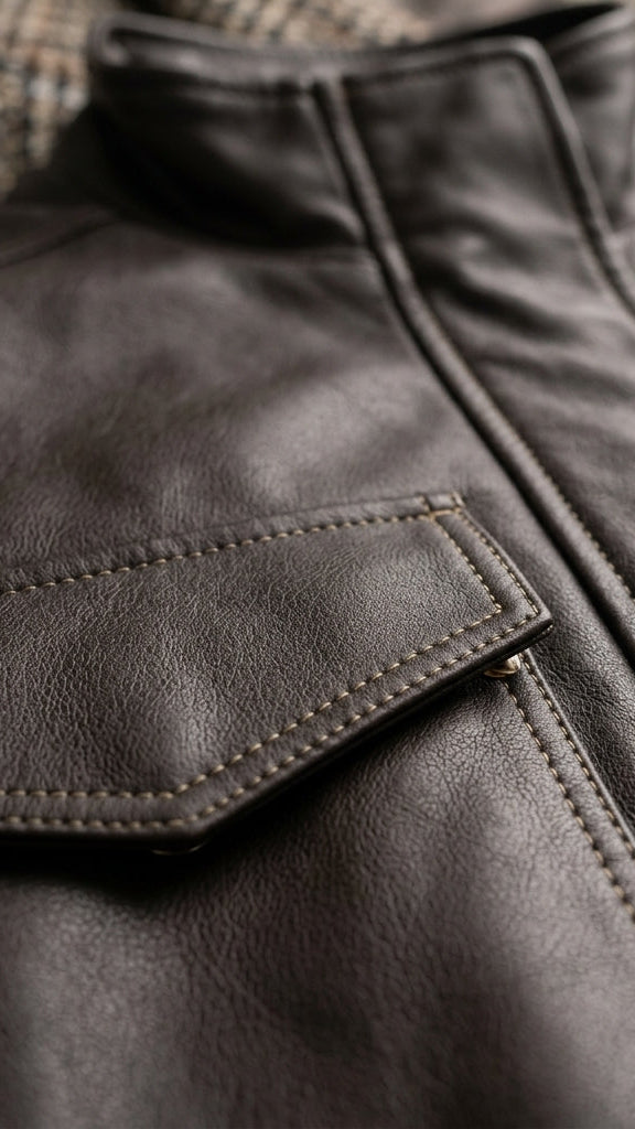 Women's Cropped Faux Leather Bomber Jacket – Front Pockets