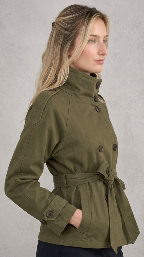 Women's Short Trench Coat – Belted Waist