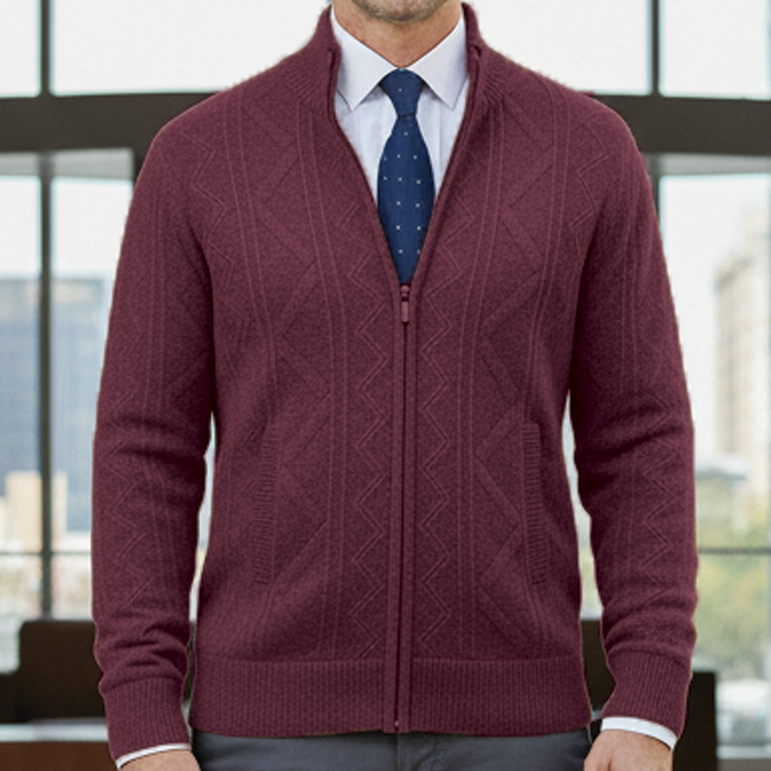 Men's Textured Zip Cardigan – Smart Knit, Tailored Fit