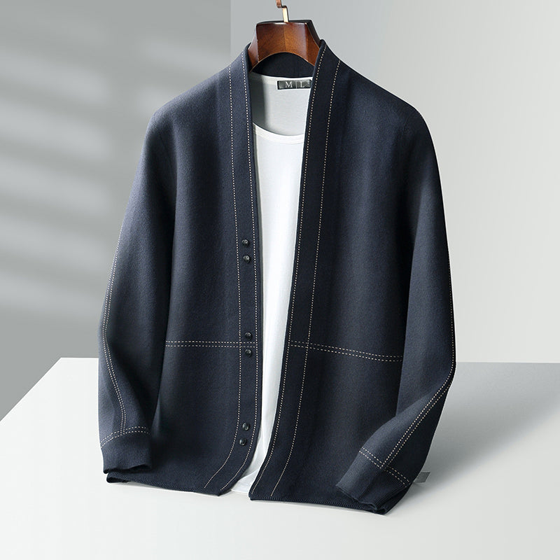 Men's Wool Blend Cardigan – Button Front, Relaxed Fit