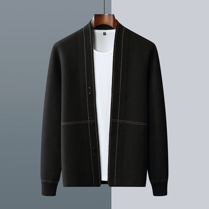 Men's Wool Blend Cardigan – Button Front, Relaxed Fit