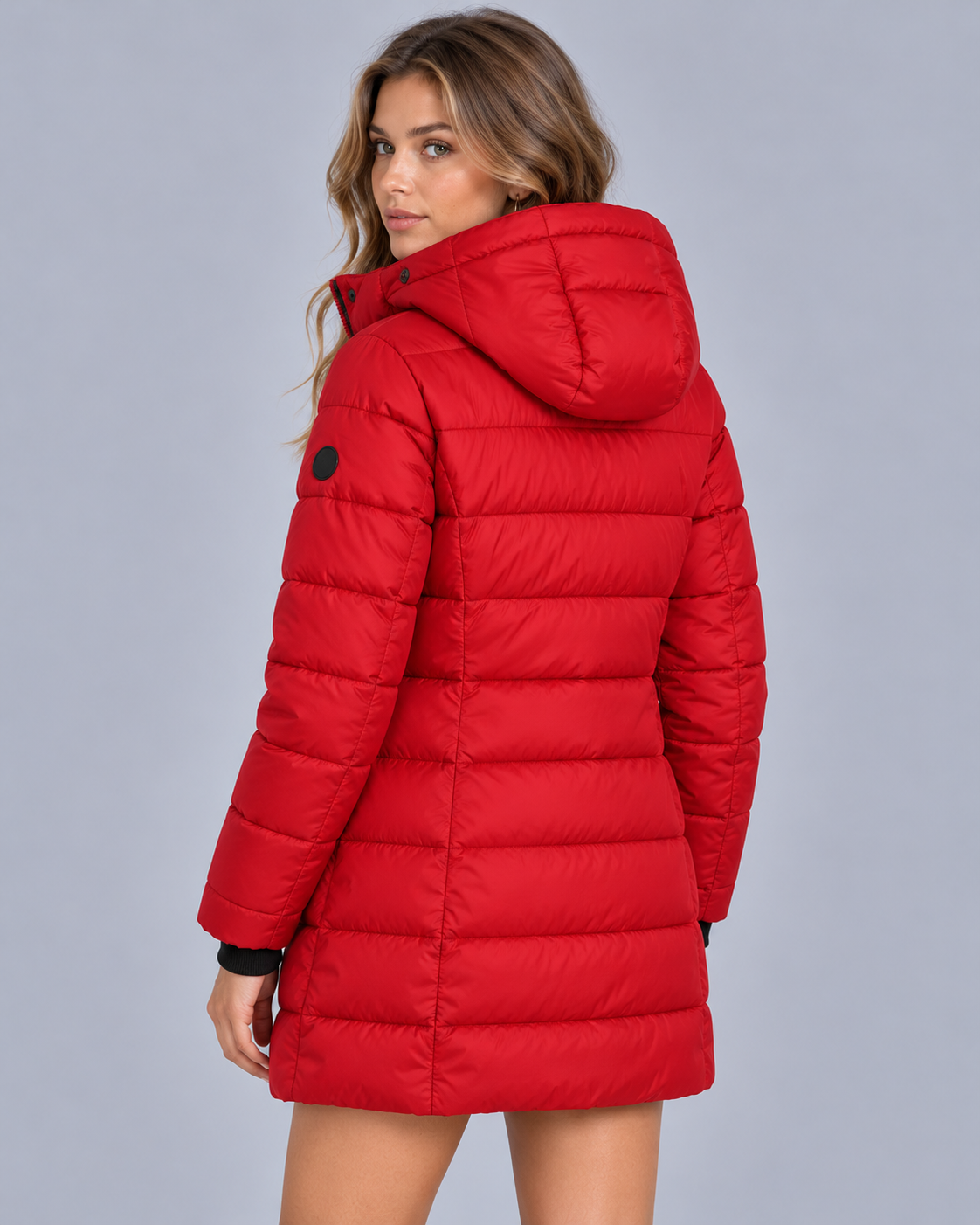 Women's Hooded Puffer Jacket with Zip Front