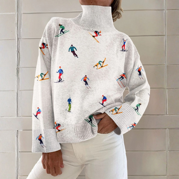 Women's Ski Print Turtleneck Jumper – Relaxed Knit