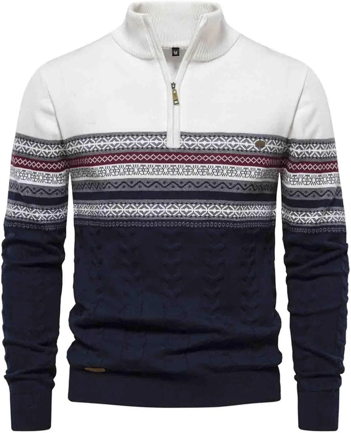 Men's Quarter Zip Jumper – Cotton Knit, Stand Collar
