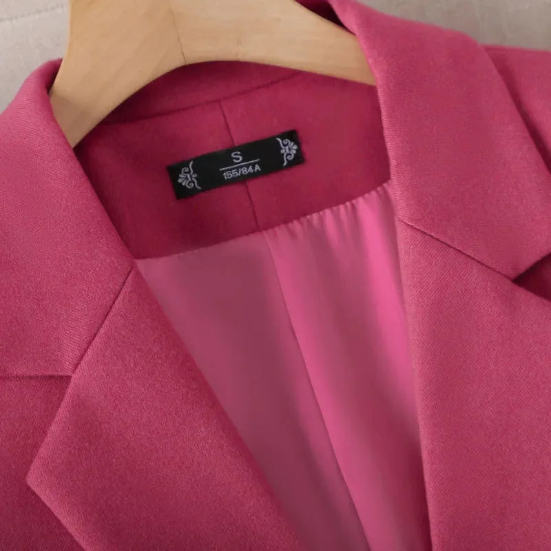 Women's Belted Blazer Coat – Longline, Stand Collar