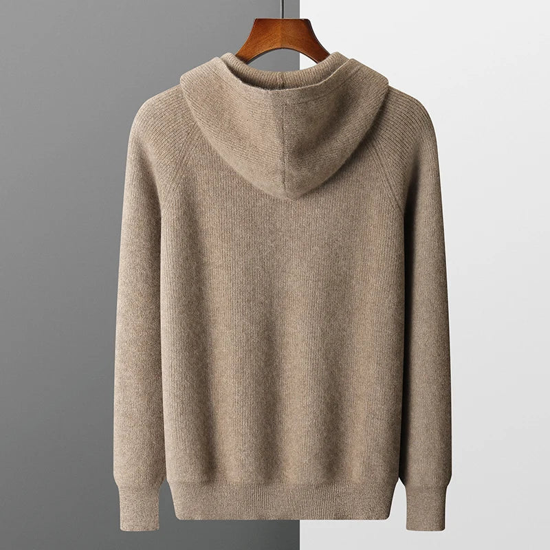 Men's Zip Up Knit Jumper – Tailored Fit, Ribbed Trims