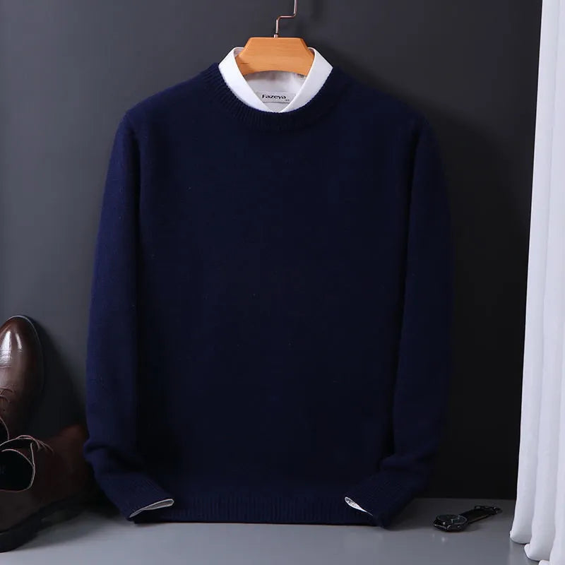 Men's Pure Wool Jumper – Crew Neck, Classic Fit