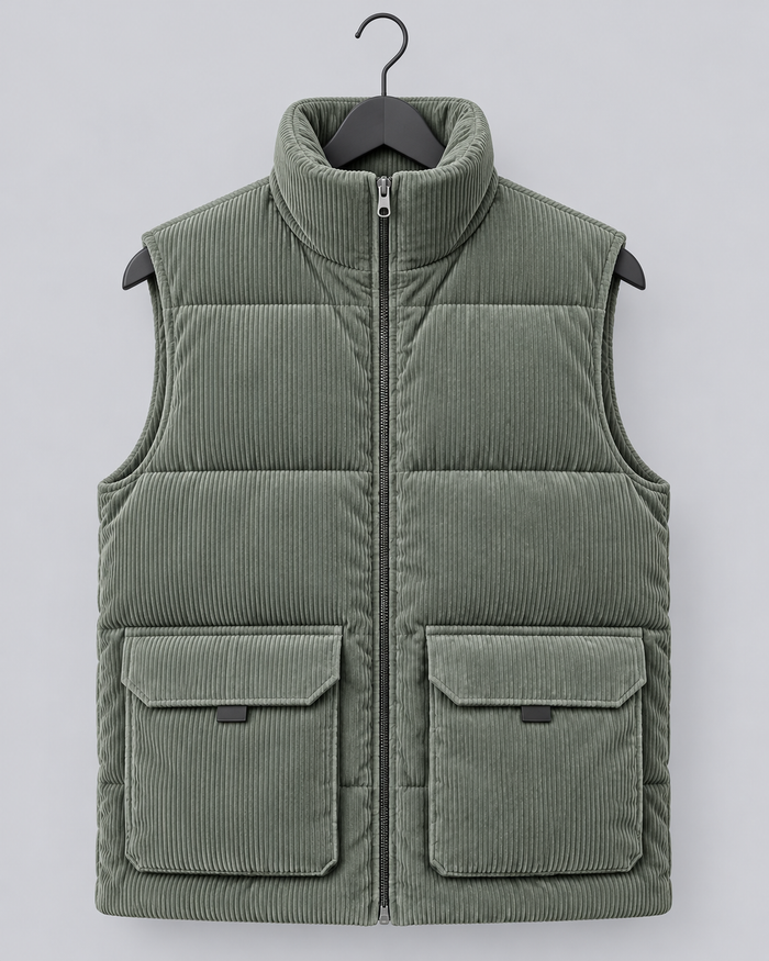 Men's Corduroy Fleece-Lined Gilet | Warm Padded Bodywarmer