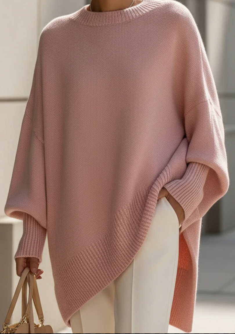 Women's Wool Cashmere Blend Jumper – Oversized, Longline Hem
