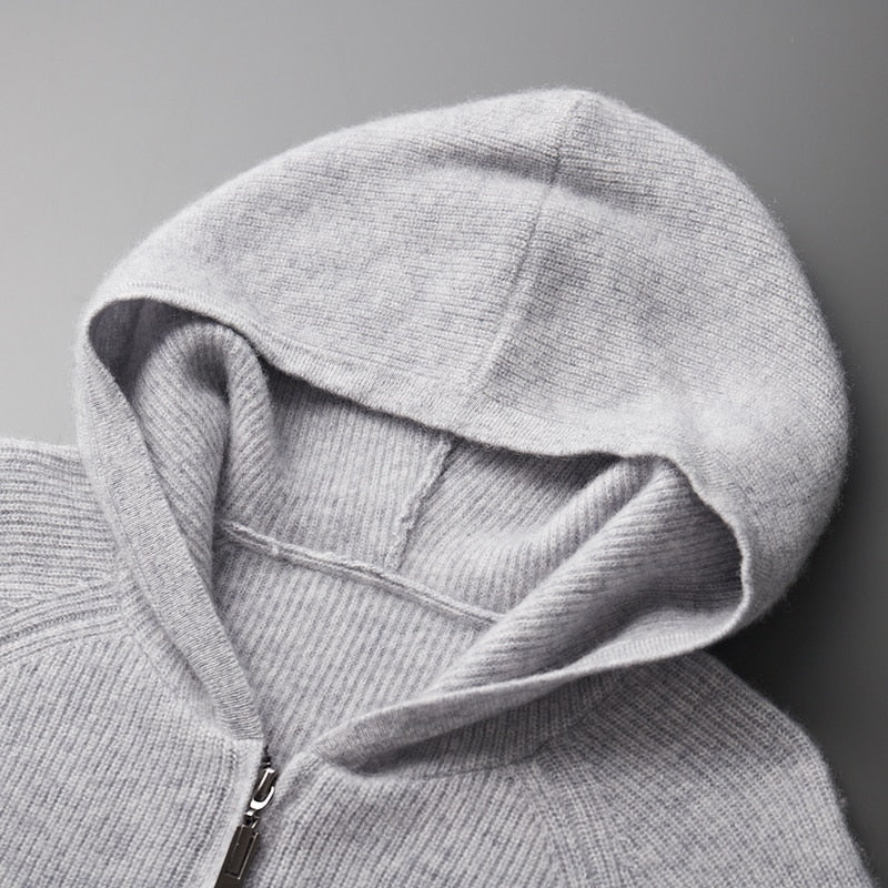 Men's Zip Up Knit Jumper – Tailored Fit, Ribbed Trims